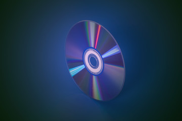 Compact disk on blue background