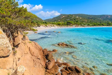 Photo sur Plexiglas Plage de Palombaggia, Corse Eau de mer cristalline azur de la plage de Palombaggia sur l& 39 île de Corse, France