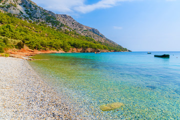 View of beautiful secluded beach on Samos island, Greece