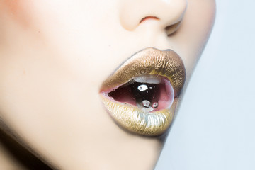 Female lips with bubble