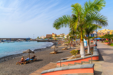 Entrance to tropical beach in San Juan town on coast of Tenerife, Canary Islands, Spain