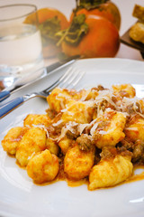 Gnocchi with meat sauce
