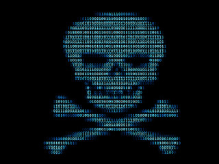 Digital human skull / Concept of network security or computer virus