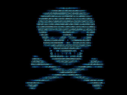 Digital human skull / Concept of network security or computer virus