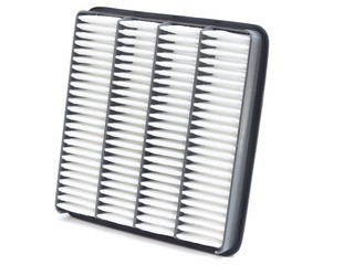 Flat air filter of the engine of the car on a white background