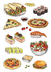 hand drawing food