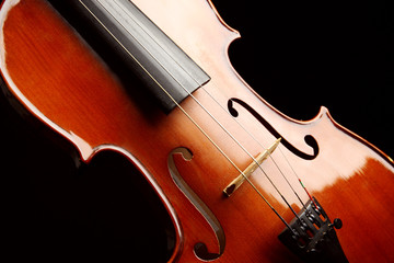 Violin on dark background
