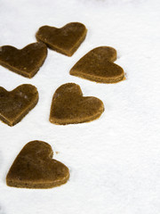 raw gingerbread hearts - baking background