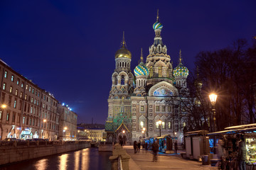 Fototapeta na wymiar Church of the Saviour on Spilled Blood at the evening, St. Petersburg, Russia