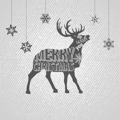 Christmas card with deer and hand-made letters