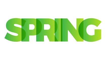Foto op Plexiglas The word Spring. Vector banner with the text colored rainbow. © puckillustrations