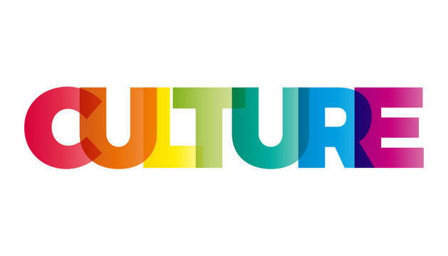 The word Culture. Vector banner with the text colored rainbow.