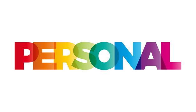 The word personal;. Vector banner with the text colored rainbow.
