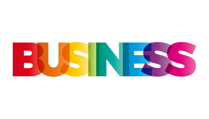 The word Business. Vector banner with the text colored rainbow.