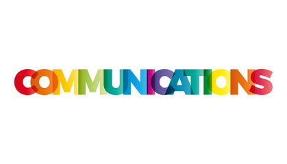 The word Communications. Vector banner with the text colored rai