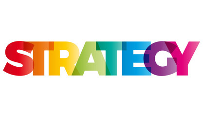 The word Strategy. Vector banner with the text colored rainbow.
