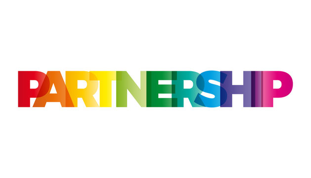 The word Partnership. Vector banner with the text colored rainbo