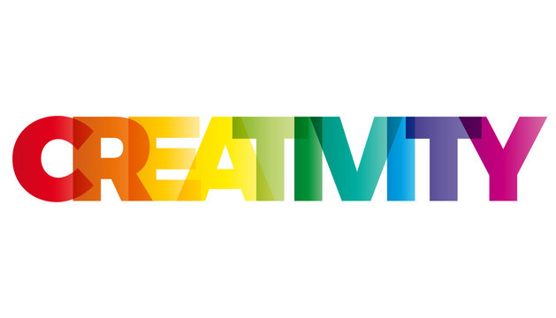 The word Creativity. Vector banner with the text colored rainbow