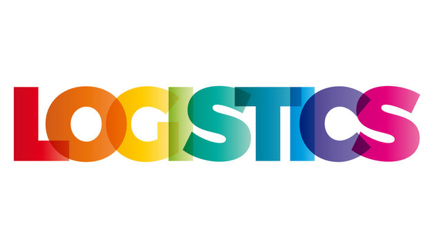 The word Logistics. Vector banner with the text colored rainbow.