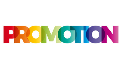 The word Promotion. Vector banner with the text colored rainbow.