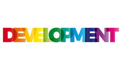 The word Development. Vector banner with the text colored rainbo