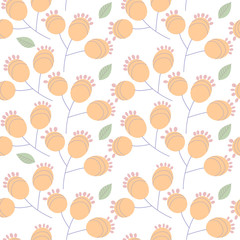 Vector forest design, floral seamless pattern, leaf background. Plants ornament