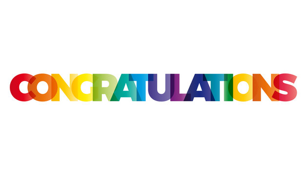 The word Congratulations. Vector banner with the text colored ra