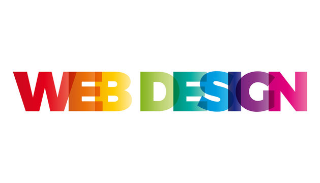 The word Web Design. Vector banner with the text colored rainbow