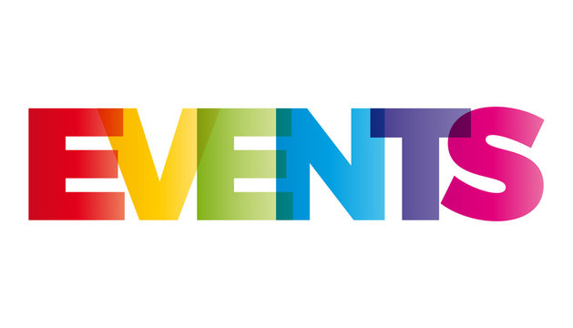 The word Events. Vector banner with the text colored rainbow.