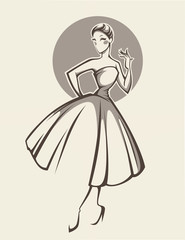 new look dress, woman in retro style