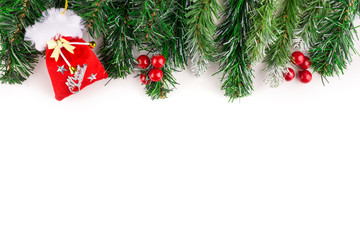 Christmas tree and baubles branches background