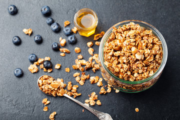 Healthy breakfast Fresh granola, muesli 