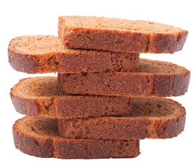 wheat brown bread slices on white background