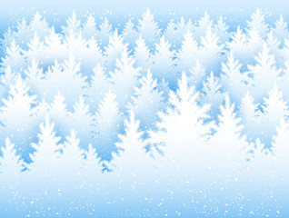 Christmas background with winter forest