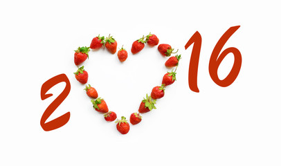 Christmas motif with heart shaped strawberries (2016, New Year c