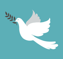 White dove on blue background, vector