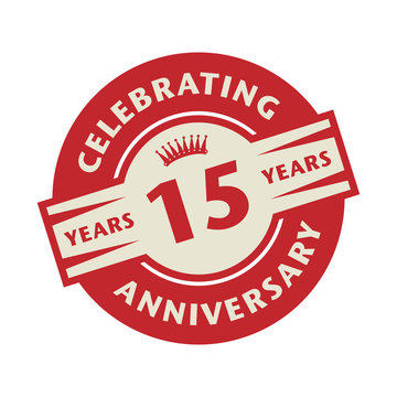 Stamp with the text Celebrating 15 years anniversary