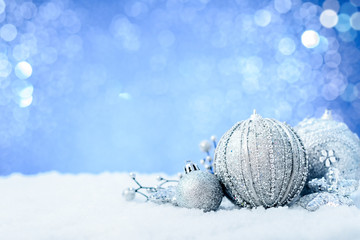 Christmas ball on the snow