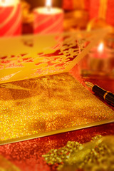 greeting card and candle