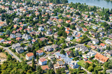 Aerial View Of Suburbs Roofs In Vienna, Austria.