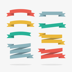 Colored Ribbons Banners Set in Vector