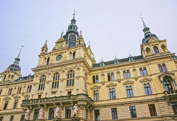 Fototapeta na wymiar Fragment of Graz Town Hall in Graz of Austria