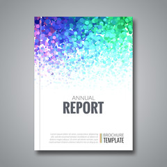 Business report design background with colorful dots, simulating watercolor. Dotwork Brochure Cover Magazine template, vector illustration