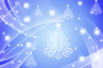 Obraz premium Christmas trees and stars with motion effect on blue background
