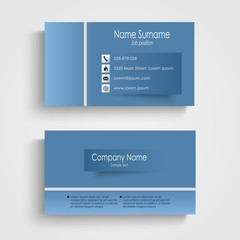 Modern blue business card with sticker template