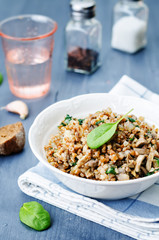 spinach, mushrooms buckwheat