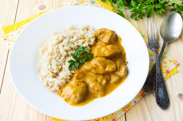 Chicken paprikash - Traditional hungarian chicken cooked in papr