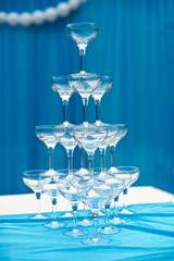 Pyramid with glasses on wedding