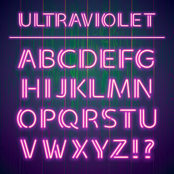 Glowing Ultraviolet  Neon Alphabet