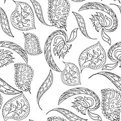 Fototapeta premium Seamless pattern with leaves and plants